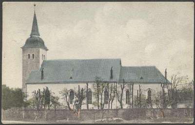 trükipostkaart, Viljandi, Jaani kirik I Kirsimäe poolt, koloreeritud, u 1908  duplicate photo