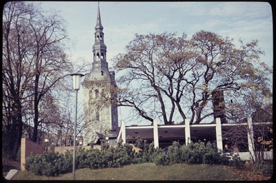Niguliste kirik ja jäätisekohvik Harju tänaval  similar photo