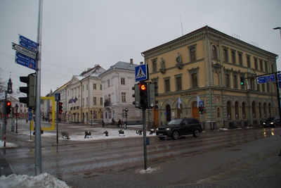Building of Tartu Pank on Raekoja square rephoto