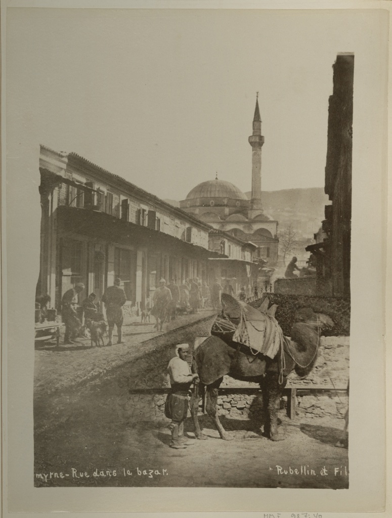 Vaade Osmanite impeeriumi aegsele Smyrna linna tänavale ja mošeele 1897.a.