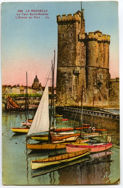 Vaade Saint-Nicolas' tornile La Rochelle'i sadamasse sissesõidul