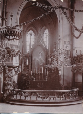 trükipostkaart, Viljandi, Pauluse kirik, altar, u 1900  duplicate photo