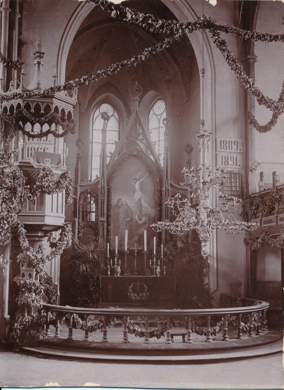 trükipostkaart, Viljandi, Pauluse kirik, altar, u 1900