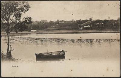 trükipostkaart, Viljandi, järv, paat, lossimäed, majad, u 1909  duplicate photo