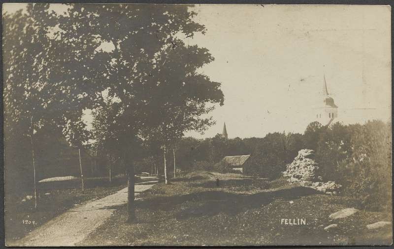 fotopostkaart, Viljandi, Pauluse kirik I Kirsimäe poolt, u 1905