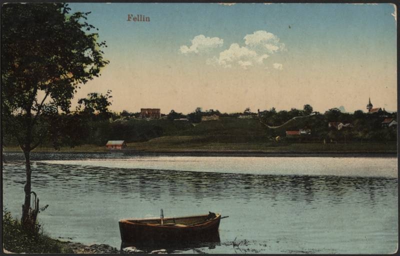 trükipostkaart, Viljandi, järv, paat, lossimäed, majad, koloreeritud, Verlag von E. Ring, u 1909