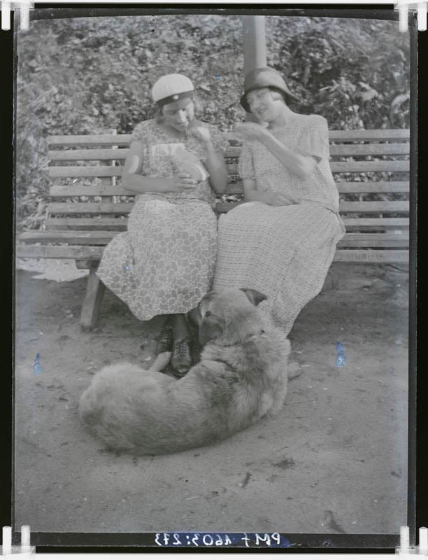 klaasnegatiiv, Helmi ja Linda Tohvelmann Paide Vallimäel 1920.a.