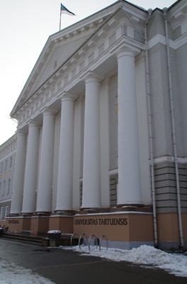 Façade of the main building of the University of Tartu. rephoto