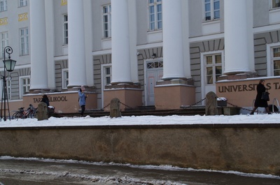 Entrance to the main building of the University of Tartu rephoto