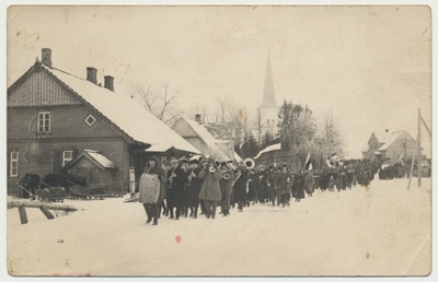 foto, Viljandimaa, Kõpu, Eesti Vabariigi aastapäev, rongkäik, u 1930  duplicate photo