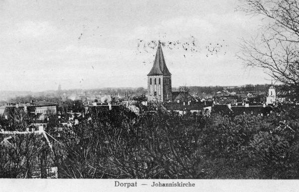 Jaani kirik ja vanalinn (vaade Toomemäelt). Tartu, ca 1914-1918.