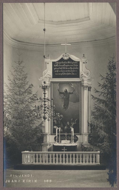 foto albumis, Viljandi, Jaani kirik, altar, u 1915, foto J. Riet