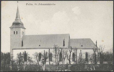 trükipostkaart, Viljandi, Jaani kirik I Kirsimäe poolt, 1908, Verlag von E. Ring  duplicate photo