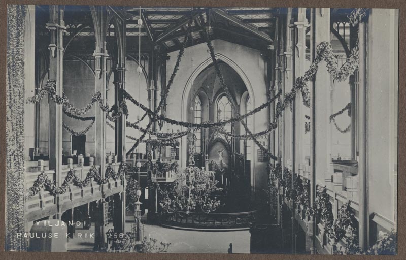 foto albumis, Viljandi, Pauluse kirik, altar, u 1915, foto J. Riet