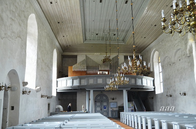 foto albumis, Viljandi, Jaani kirik, kantsel, pingid, orel, u 1915, foto J. Riet rephoto