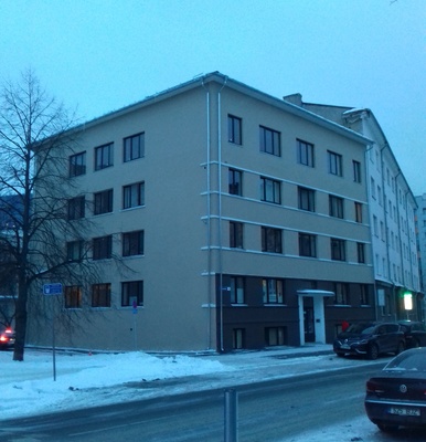 Korterelamu Tallinnas Hospidali 4, vaade hoonele. Arhitekt Karl Tarvas rephoto