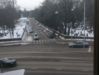 Fredrikinkatu 32, 34 . Nähtynä Antinkadun (=Lönnrotinkatu) kulmasta rephoto