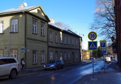 Tartu linnavaade. Saksa Gümnaasium Gustav Adolfi tn. 1962.a. rephoto