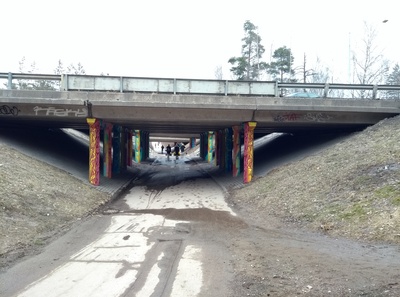 Light transport subway tunnel Kehä I is located between Myllypuro and Kurkimäki. rephoto