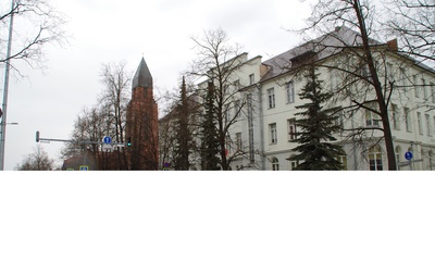 Pauluse kirik ja reaalkool, üldvaade. Arhitektid Eliel Saarinen ja Otto Hoffmann rephoto