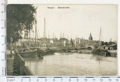 Dorpat, stone bridge, view of the river  duplicate photo