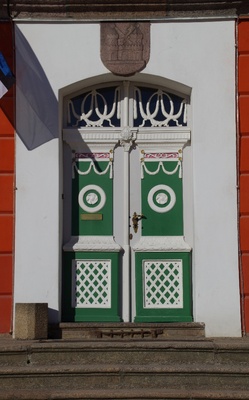 Tartu raekoja peauks, otsevaade peauksele. Arhitekt Johann Heinrich Bartholomäus Walter rephoto