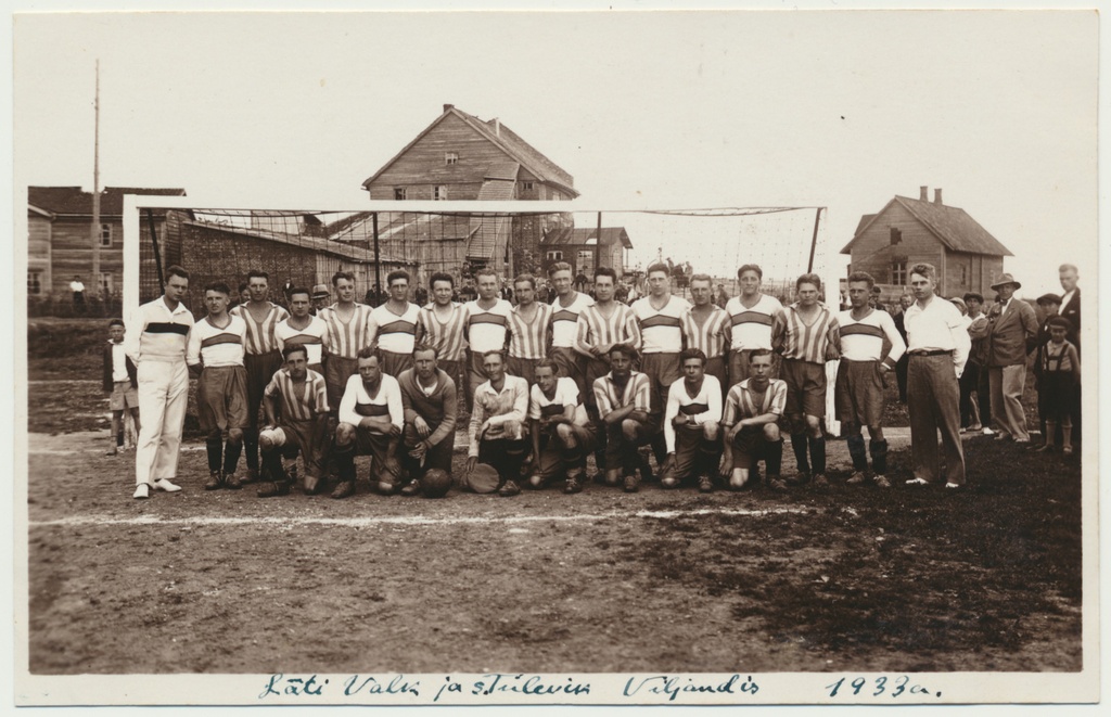 foto, Viljandi, jalgpall, spordiselts Tulevik, Läti Valka meeskond, 1933, foto E. Rang