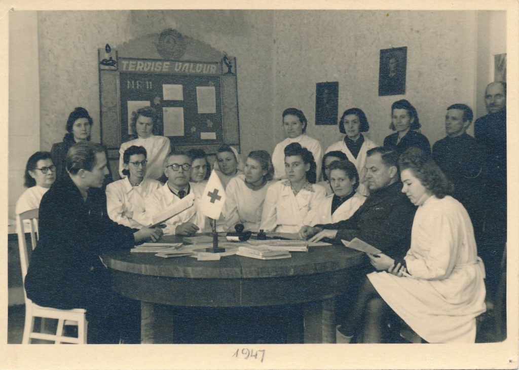 Tartu sanitaarepidemioloogia jaam, töötajad koosolekul. Tartu, 1947.