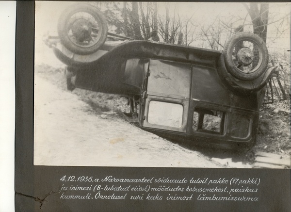 Foto kummulipaiskunud sõiduautost 1936