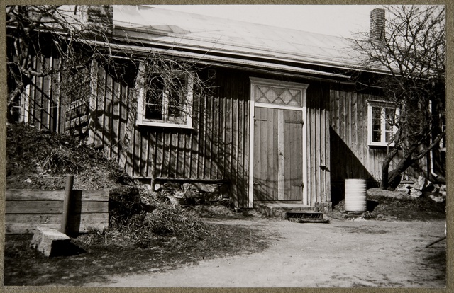 Kirstin's kitchen and cup seen in the courtyard