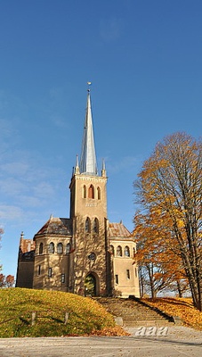 Rõngu Miikaeli kirik, vaade loodest. Arhitekt Rudolf von Engelhardt (rekonstruktsioon) rephoto