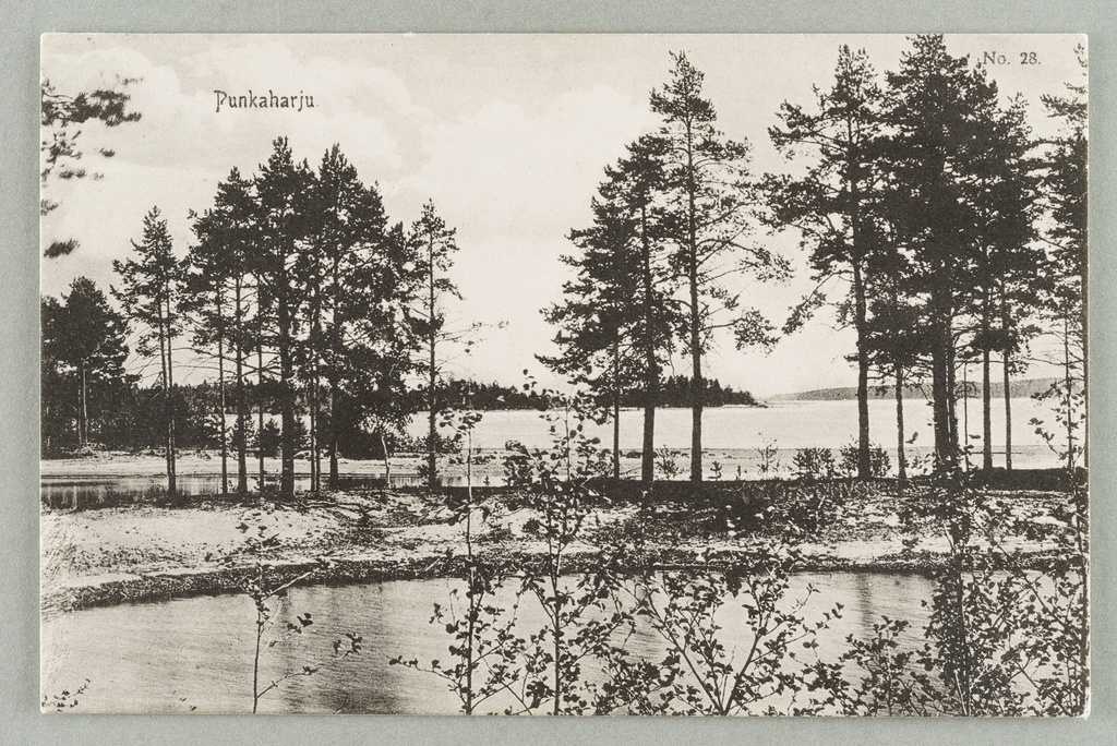 Pöllänlammen beach Pentti Niemi over Puruvesi, behind the canter Island and Kaunikinsaari