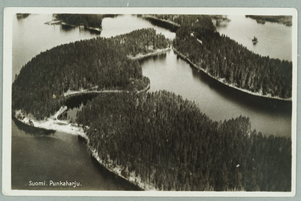 Air picture on Punkaharju towards the windmill, Takaharju, Lammasharju, Valkiajärvi