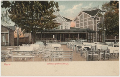 Postcard Tallinn outdoor café on Harju Mountain  duplicate photo