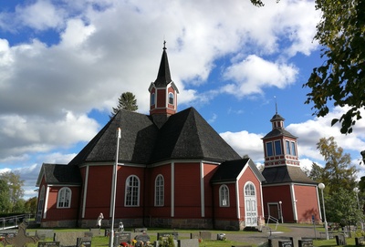 Oulaisten kirkko; rakennuskuva, ulkokuva rephoto