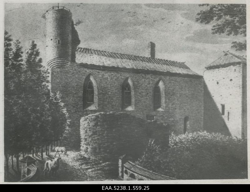 Padise monastery, repro C. von Ungern-Sternberg aquarellist (1827)