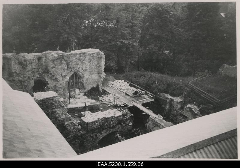 View from Padise monastery's educational tower to the interior court of the monastery