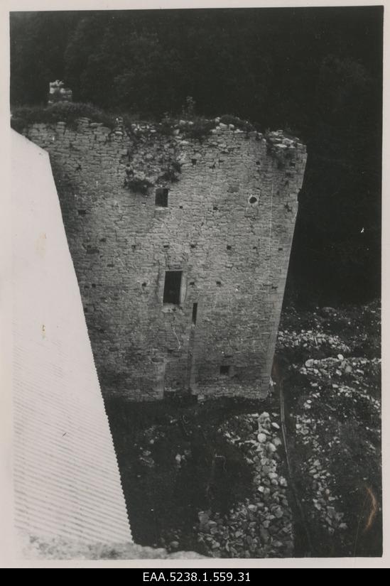 View from the Padise monastery's educational tower to the construction of the gateway