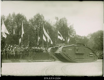 Tank Vahtula Finland President Relander visited on a parade organised at the Freedom Square.  similar photo