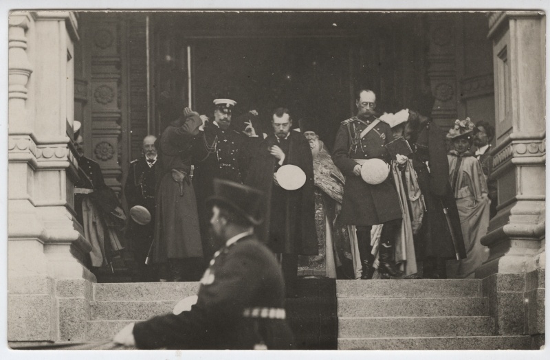 Russian Emperor Nikolai II in Tallinn on the steps of the church of Aleksander Nevski