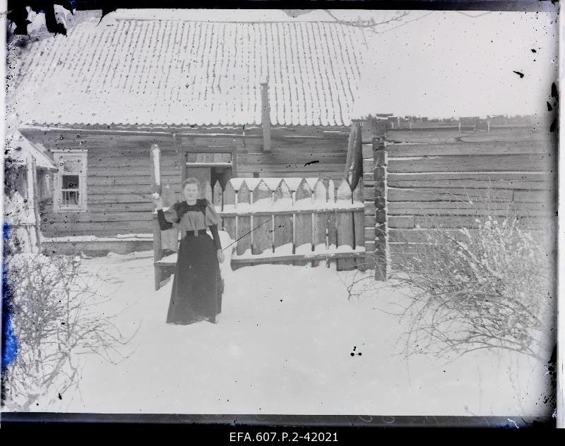 Woman in the backyard.