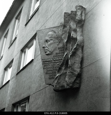 Juhan Smuuli Bareljeef Writer on the wall of the House.  similar photo