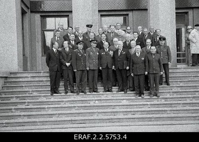 The management of the Estonian Laskurkorpus on the 25th anniversary of the scientific conference on the stage of the Cultural Plateee named J. Tomb, the names partly. Group picture.  duplicate photo