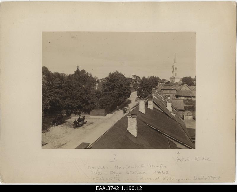 View from the street of Marienhof (J. Kuperjanov) towards the church of Mary