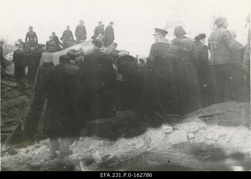 German occupation in Estonia. The Tartu Art Museum of Rescue Works. Excavation of buried lands under the ruins.