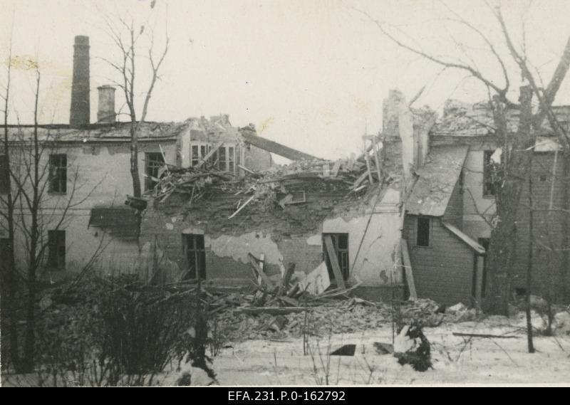 German occupation in Estonia. Botanic garden greenhouse after the bomb explosion.