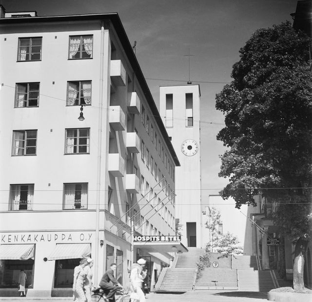 Architect Erik Bryggman designed, in 1929 completed Hospits Betel Hotel Building and Clock Tower in Turku