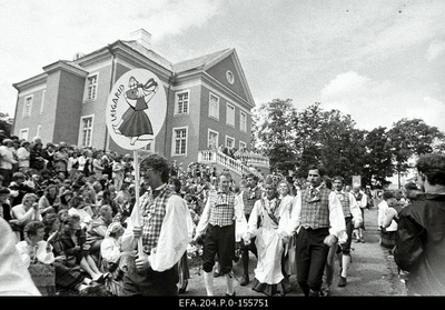 Folklore festival “Viru säru” participants train walk at Palmse Manor.  similar photo