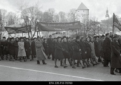 Employees of the Estonian Soviet Commissioner's Government at the October Demonstration at the Winning Square.  similar photo
