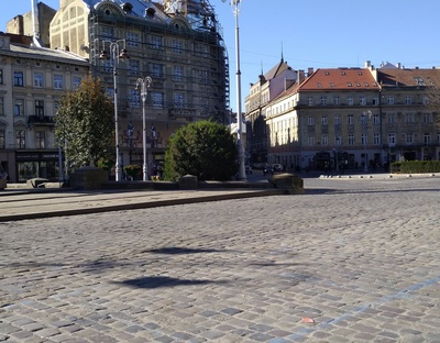 Tour of the Central Archive of History in Lvovi. Square in Lvov rephoto
